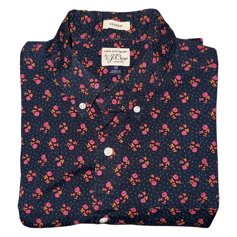 J. Crew Secret Wash Shirting Floral Print - Classic Fit - Picture 8 of 9